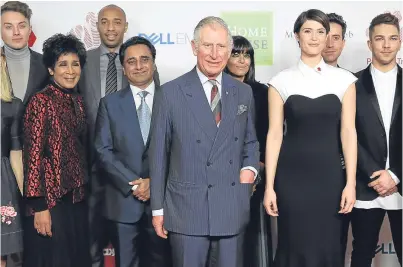  ?? Picture: Getty Images. ?? Prince Charles and, from left, Roman Kemp, Moira Stuart, Thierry Henry, Sanjeev Bhaskar, Claudia Winkleman, Gemma Arterton, Nick Grimshaw and Matt Terry at the awards.