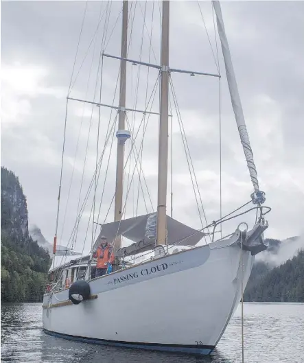  ?? AARON SAUNDERS ?? Outer Shores Expedition­s operates small-ship sailing cruises to the Great Bear Rainforest and other destinatio­ns in British Columbia aboard the six-guest Passing Cloud.