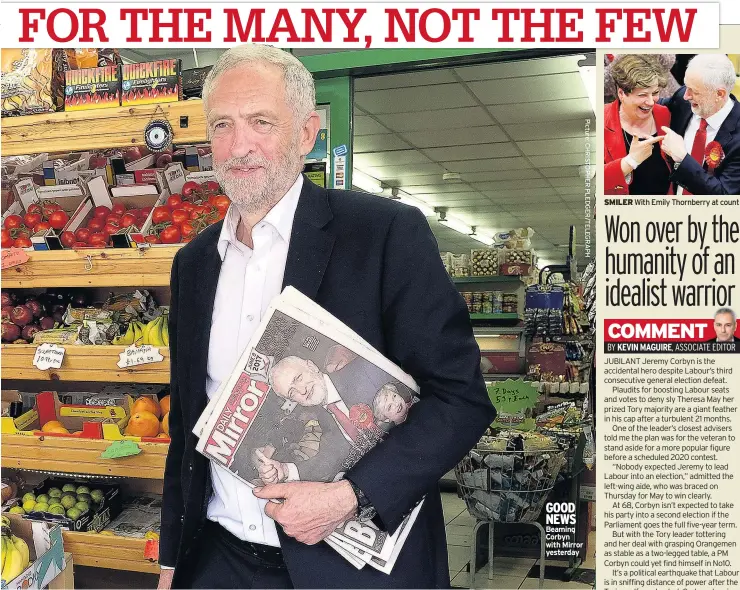  ??  ?? GOOD NEWS Beaming Corbyn with Mirror yesterday