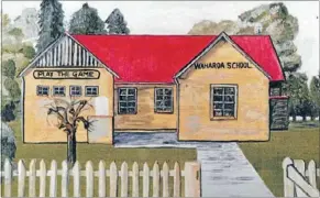  ??  ?? Waharoa School: A painting of the original school that opened 125 years ago.