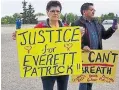  ?? SUPPLIED BY DARLENE PATRICK ?? Everett Patrick’s mother Sandra was among recent protesters outside a B.C. RCMP detachment. Patrick died in police custody in April.