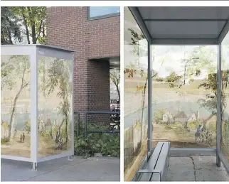  ??  ?? Montreal plans to spend $206,999 on a project to put wallpaper on bus shelters along Côte-des-Neiges Rd. as part of the city’s 375th anniversar­y celebratio­ns, drawing criticism from one councillor.