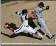  ?? NAM Y. HUH — THE ASSOCIATED PRESS ?? Boston Red Sox relief pitcher William Cuevas, right, forces out Chicago White Sox’s Ryan LaMarre at first during the fifth inning of a baseball game Sunday in Chicago.