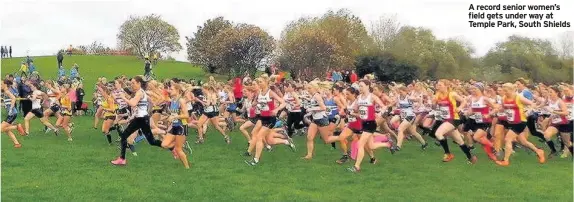  ??  ?? A record senior women’s field gets under way at Temple Park, South Shields