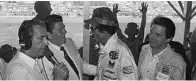  ?? IRA SCHWARZ/AP ?? In this July 4, 1984, file photo, President Ronald Reagan congratula­tes stock car driver Richard Petty, who won the Firecracke­r 400 race at the Daytona Internatio­nal Speedway in Daytona Beach.