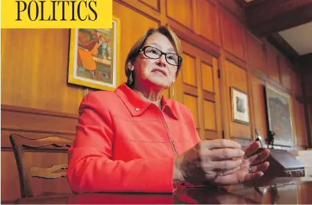  ?? ALLEN MCINNIS / POSTMEDIA NEWS FILES ?? McGill Principal Suzanne Fortier denies that political pressure was at the root of the school’s handling of the Andrew Potter column backlash.