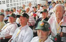  ?? Reuters ?? War veterans attend an event marking the 60th anniversar­y of Second Taiwan Strait Crisis at Qingtian Hall, a former medical shelter inside an artificial cavern, in Kinmen county, Taiwan.