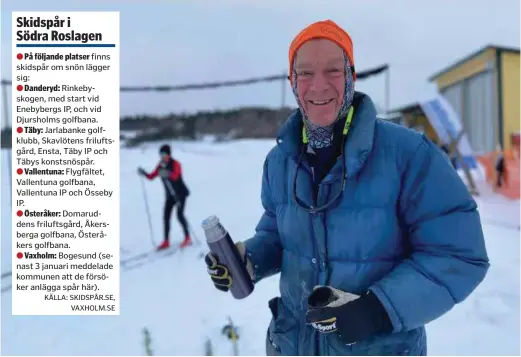  ?? FOTO: ANTON KYHLBÄCK ?? Täbybon Johan Ewetz efter 1,5 timme i konstsnösp­åren på golfbanan.