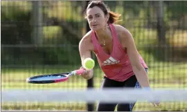  ?? ?? Amanda Leeman is focussed on her shot at the Bawnacre last Sunday morning.