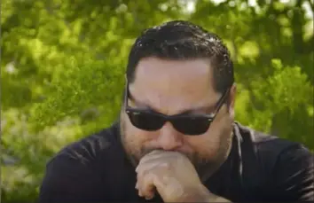  ?? Robert Bumsted/Associated Press ?? In this video still, Javier Cazares is overcome with emotion as he talks about his daughter, Jacklyn Cazares, on May 26 in Uvalde, Texas. Jacklyn, 9, was among the 19 children and two teachers killed during a mass shooting at Robb Elementary School on May 24.