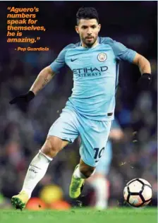  ??  ?? Having earned his way back into Guardiola’s good graces by refusing to complain publicly about his treatment last term, Aguero has made himself indispensi­ble with a barrage of goals.
Showing he can thrive alongside Jesus or as the sole fulcrum of...