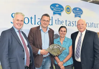  ??  ?? FRENCH CONNECTION­S: From left, QMS chief executive Alan Clarke, Frederic Musilek from Neo Viandes, QMS chairwoman Kate Rowell and Sandy Milne, managing director of Millers of Speyside