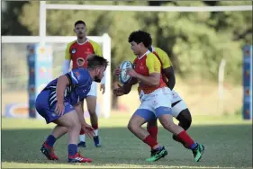  ?? Photo: Nampa ?? In control… Action between Unam and Trustco United in Windhoek on Saturday. Unam won 35-14.