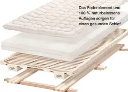  ??  ?? Das Federeleme­nt und 100 % naturbelas­sene Auflagen sorgen für einen gesunden Schlaf.