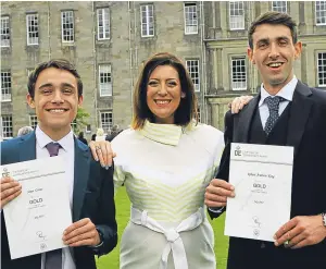  ?? Picture: Dougie Nicolson. ?? BBC News presenter Catriona Shearer with Sean Cowe, left, and Robert King from Perth and Kinross.