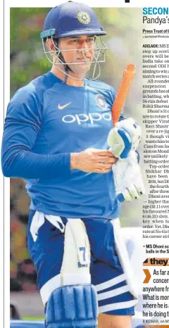  ?? AFP ?? ▪ MS Dhoni scored 51 off 96 balls in the Sydney ODI.