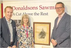  ??  ?? Andrew Donaldson, left, Lesley Botten from Fife Cultural Trust and Michael Donaldson.