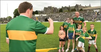  ?? Photo by Sportsfile ?? Kieran Donaghy of Kerry in with supporters after the Munster GAA Football Senior Championsh­ip semi-final match between Kerry and Clare at Fitzgerald Stadium