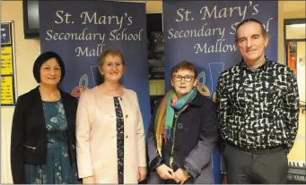  ?? Photos: Eugene Cosgrove ?? Recently retired St. Mary’s Secondary School teachers, Kathleen McGuane, Carmel O’Brien, Pauline Cudmore and Martin Timmons, who were honoured for their commitment to education at St. Mary’s last Monday evening.