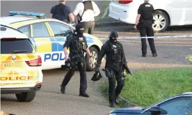  ?? Media services Photograph: Mark Readman/Yorkshire News + ?? Armed police and several air ambulances have been called to a reporting of multiple shootings in the Keyham area of Plymouth.