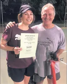  ??  ?? Proud: Section two Molyullah players Gemma Lovell and Matthew Gordon with the special achievemen­t award.