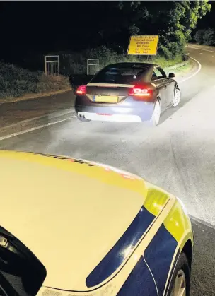  ?? Picture: Pembrokesh­ire Roads Policing Unit ?? Police stopped this car in the early hours of Monday morning after it had driven from east London to west Wales.