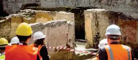  ??  ?? La scoperta Durante i lavori di realizzazi­one della fermata Amba Aradam della Metro C di Roma è stata ritrovata una caserma del II secolo dopo Cristo