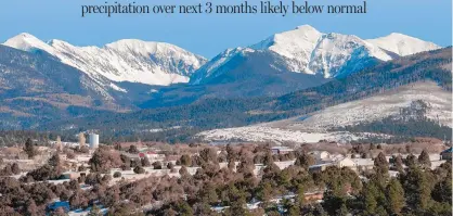  ?? EDDIE MOORE/JOURNAL ?? Peaks of the Sangre de Cristo Mountains near Truchas are seen here on Monday covered with snow. Most of the state’s mountain ranges have enjoyed an above-average snowpack so far this winter.