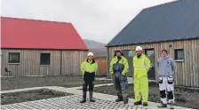  ?? ?? Members of the MacQueen’s team at the new Staffin developmen­t.