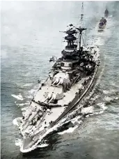  ?? ?? HMS Royal Sovereign departs the Philadelph­ia Navy Yard on completion of her US refit in 1943