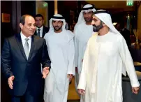  ?? Wam ?? Shaikh Mohammed received Egyptian President Abdel Fattah El Sisi at the Executive Office in Dubai on Tuesday. Shaikh Hamdan bin Mohammed bin Rashid Al Maktoum, Crown Prince of Dubai, was also present. —