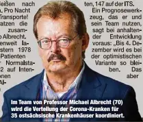  ??  ?? Im Team von Professor Michael Albrecht (70) wird die Verteilung der Corona-Kranken für 35 ostsächsis­che Krankenhäu­ser koordinier­t.