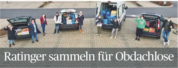  ?? FOTO: PIC A PHOTO/MARCEL CZAJA ?? Das T.E.A.M. Ratingen startet mit vollgepack­ten Autos zur Verteilung