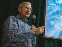  ?? RICK KINTZEL/THE MORNING CALL ?? Former NASA astronaut Terry Hart, currently a professor at Lehigh University, speaks on Nov. 7, 2019, to students at St. Anne School in Bethlehem about NASA and space.