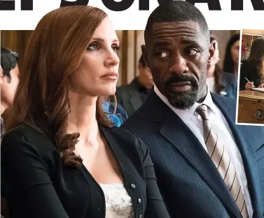  ??  ?? Poker face: Jessica Chastain with Idris Elba. Inset: Chastain with Chris O’Dowd