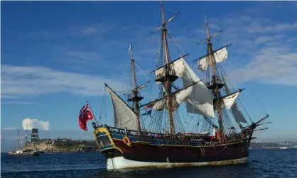  ??  ?? The replica of Captain Cook’s ship HMS Endeavour will no longer stop at Mangonui in New Zealand’s North Island. Photograph: The Sydney Morning Herald/Fairfax Media via Getty Images