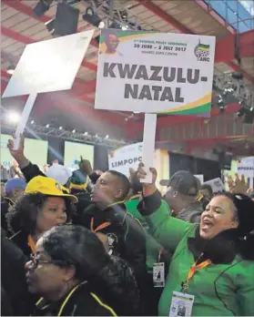  ??  ?? Lobby time: ANC delegates will be able to haggle for the five remaining party leadership posts after the president is elected. Photo: Oupa Nkosi