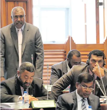  ?? Photo: Ronald Kumar ?? National Federation Party leader Biman Prasad (front) in Parliament on March 7, 2018.