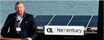  ?? Photo: Contribute­d ?? Sustainabl­e future… Steffen Kammerer, Group Managing Director, O&L Nexentury GmbH, addressing guests at the groundbrea­king ceremony of the Philippsee floating PV project in Bad Schönborn, Germany.