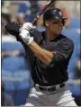  ?? CHRIS O’MEARA — THE ASSOCIATED PRESS ?? New York Yankees’ Aaron Judge bats against the Toronto Blue Jays during the fifth inning of a spring training baseball game Wednesday in Dunedin, Fla.