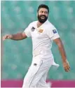  ?? ?? Sri Lanka’s Lahiru Kumara celebrates Mahmudul Hasan Joy’s wicket.