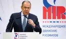  ?? Alexander Zemlianich­enko/AP ?? The Russian foreign minister, Sergei Lavrov, gave a keynote speech. Photograph: