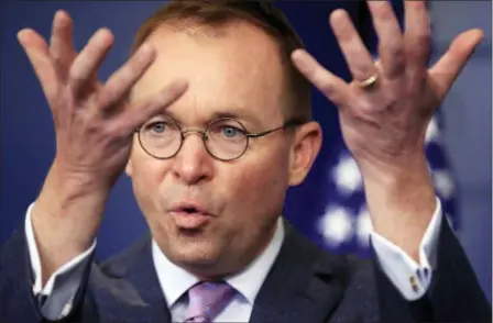  ?? ASSOCIATED PRESS FILE ?? Office of Management and Budget Director Mick Mulvaney speaks in the Brady press briefing room at the White House in Washington. President Donald Trump has named Mulvaney as his new chief of staff.