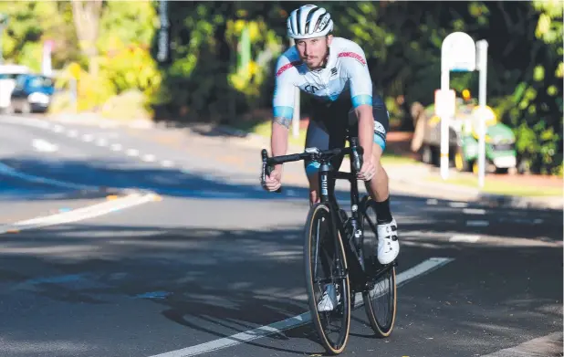  ?? Picture: STEWART McLEAN ?? HUGE EFFORT: Cairns cyclist Simon Hubbard finished third in the A-grade division at the 2019 Melbourne to Warrnamboo­l road race.