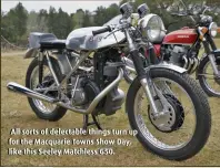  ??  ?? All sorts of delectable things turn up for the Macquarie Towns Show Day, like this Seeley Matchless G50.