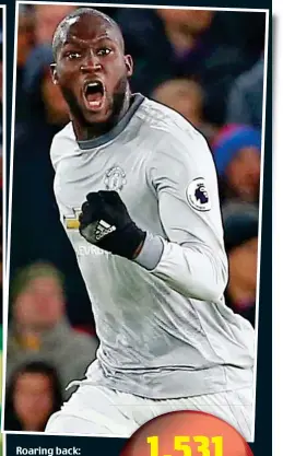  ?? REX FEATURES ?? Roaring back: Lukaku enjoys making it 2-2 with a tidy finish