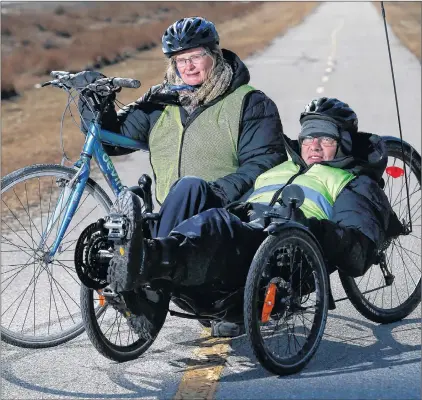  ?? CP PHOTO ?? Rick Riewe, an active senior biologist with Parkinson’s, and his wife Jill Oakes, a university professor, are heading on a three-month long bike tour of a lifetime through Canada and the United States and are looking for a caregiver to help them.