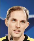  ??  ?? MADRID: Dortmund’s head coach Thomas Tuchel gives a press conference at the Santiago Berbabeu stadium in Madrid yesterday, on the eve of the UEFA Champions league football match Real Madrid CF vs Borussia Dortmund. — AFP