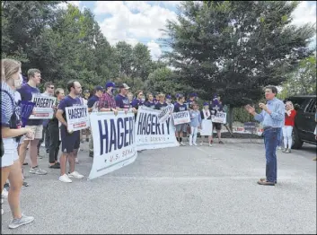  ?? Jonathan Mattise The Associated Press ?? Bill Hagerty, Republican candidate for U.S. Senate in Tennessee, speaks after casting an early voting ballot Friday in Nashville, Tenn.