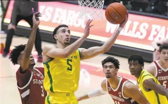 ?? Jeff Chiu / Associated Press ?? Oregon guard Chris Duarte led all scorers with 24 points in a win at Stanford.